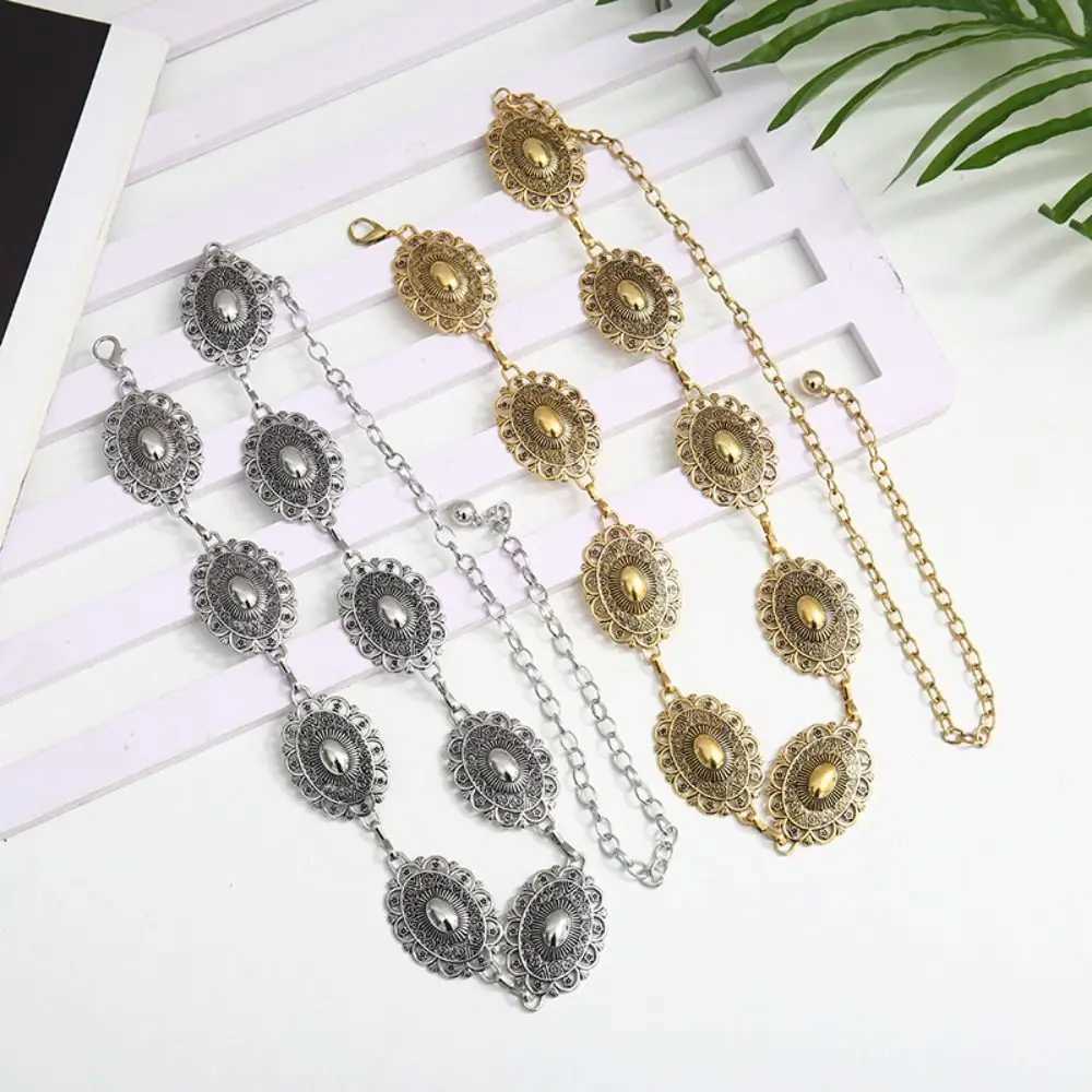 Fashionable metal Wens waist chain adjustable and durable retro waist chain gold/silver carved chain strap X250410