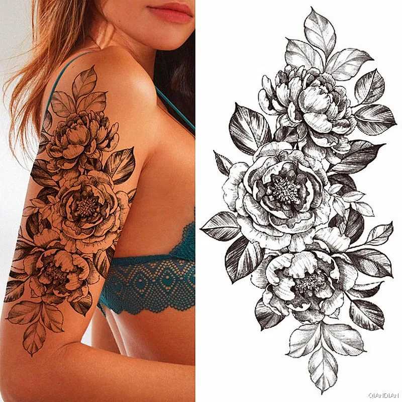 Big Rose Waterproof Temporary Tattoo Flower Butterfly Bird Hipster Fashion Woman Fake Body Arm Sticker Man Tatoo Art Leg Totem W250410