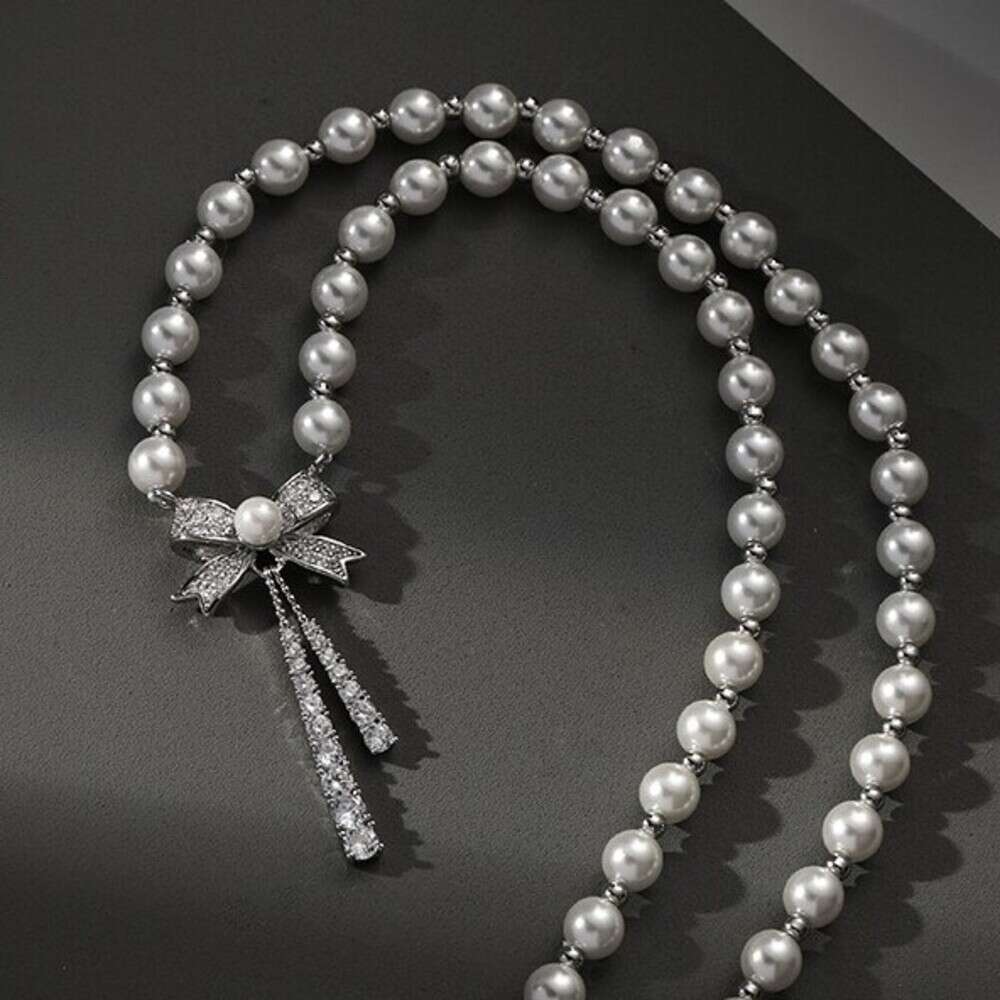 Bowknot Pearl Necklace for Women Wholesale High-end Light Luxury Exquisite Sweater Chain Sweet Cool Ins Korean Style Choker
