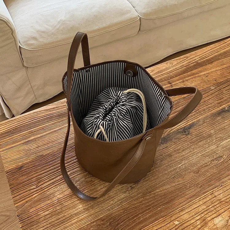 Vintage PU Leather women handbag female Bucket Shoulder bags ladies Handbags and Purses lady Crossbody bags bolsos R251110