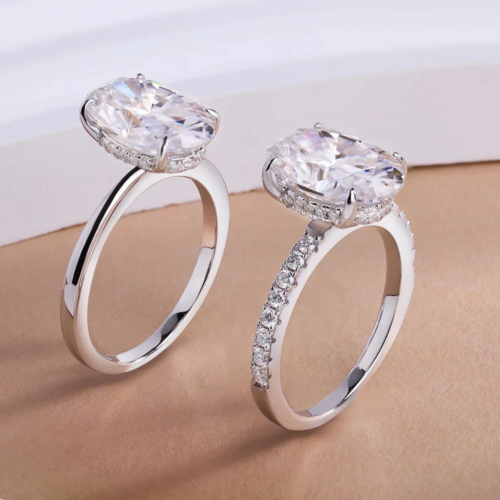 45CT Oval Cut Full Rings for Women Sparkling Diamond S925 Sterling Silver Plated 18K Wedding Band Jewelry With GRA 251103