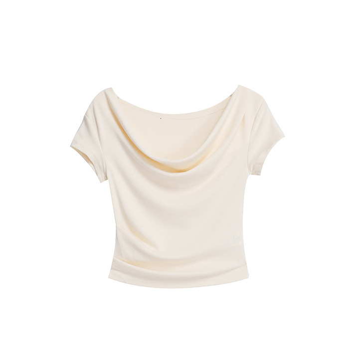 2025S Designer Women S T Shirt Design Inspired Swing Collar One Sleeved T Shirt For Women In Summer Spicy Girl Slim Fit Off Shoulder Short Top Trend