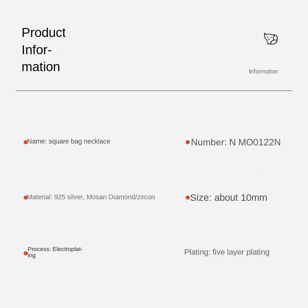 S925 Sterling Silver Minimalist Luxury Four-Prong Moissanite Square Pendant Necklace with Collarbone Chain for Women