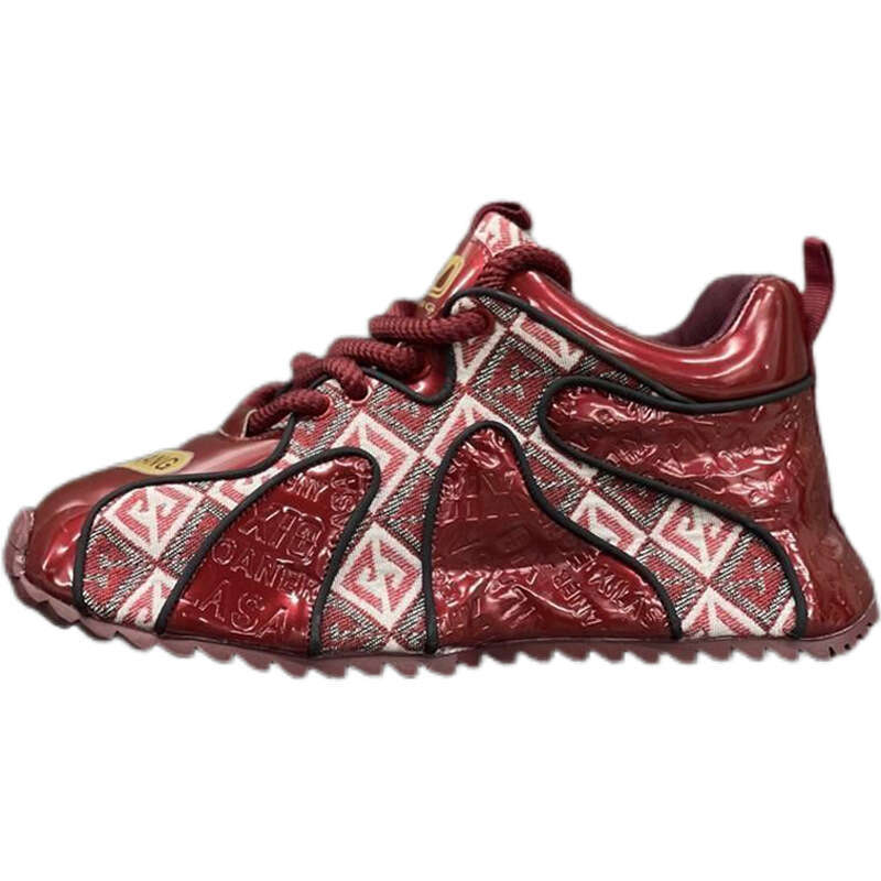 2024 Hot Fashion Youth Embroidered Patchwork Thick-Soled Lightweight Men's Versatile Spring New Height-Increasing Dad Shoes