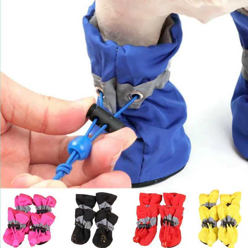 4-piece/set waterproof pet dog shoes Chihuahua anti slip rain boots suitable for small cats dogs puppies and pet boots T2504010