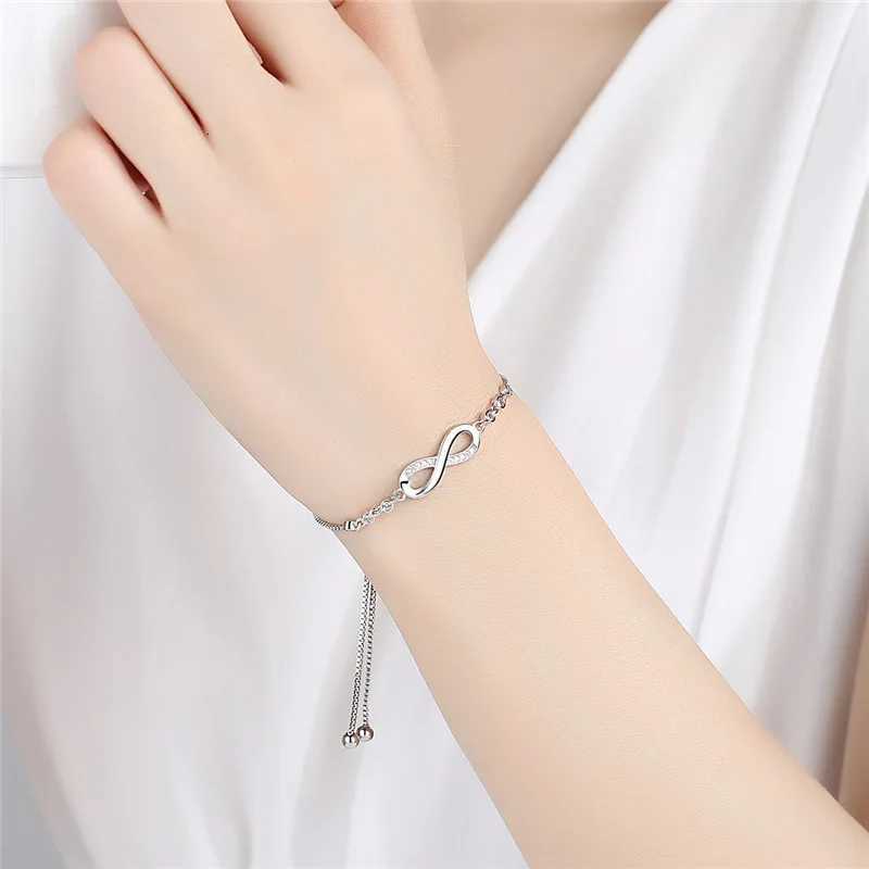 Fine 925 Sterling Silver Crystal Bracelets For Women Fashion Vintage Knot Adjustable Charm Bracelets Party Wedding Jewelry GiftsT251110