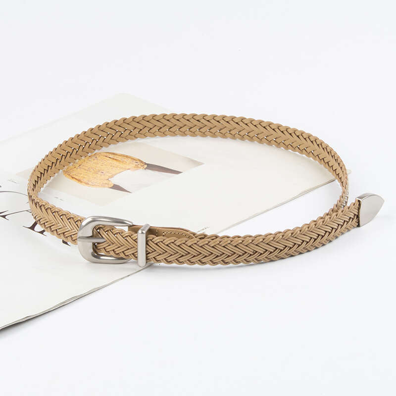 Women's Woven Vintage for Jeans Casual Pants Decoration No-Hole Pin Buckle Belt Leather Goods