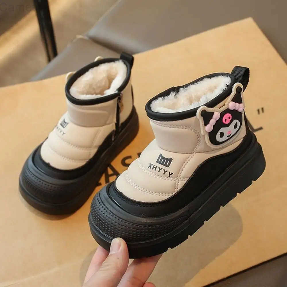 Sanrio Kuromi Child Snow Boots My Melody Martin Boots Anti-Slip High Top Plus Velvet Cotton Shoes Kids Casual Shoes Sneakers H251110