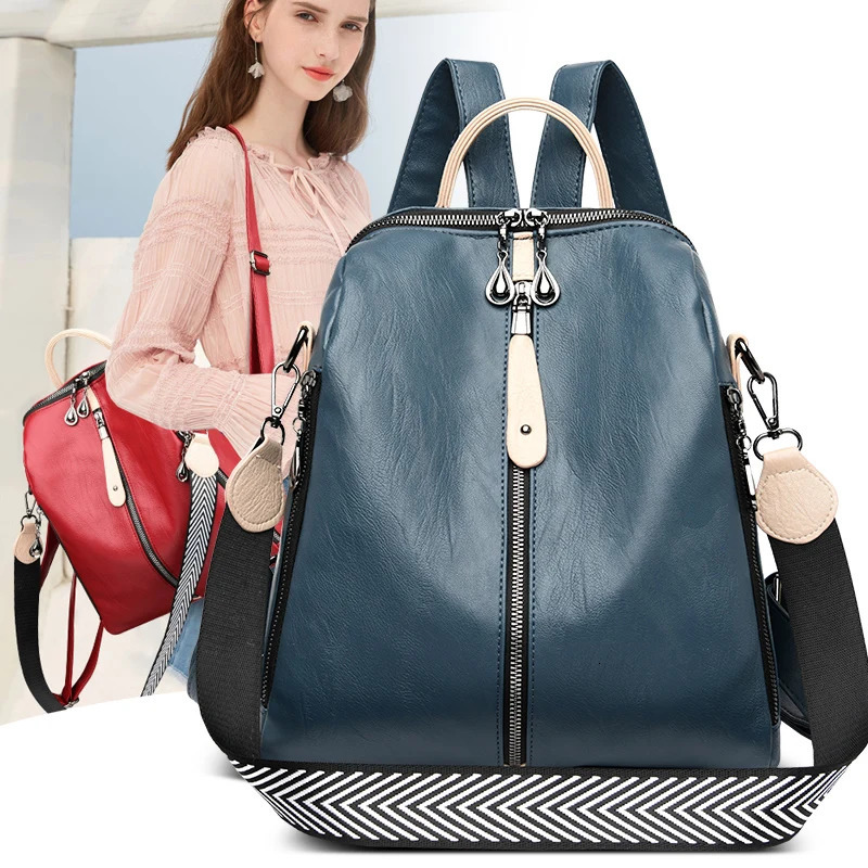 Fashion Backpack Female Soft leather Rucksack Women Shoulder Bag Ladies Travel Back Pack Large Capacity Dayback Bookbag for Girl 250407