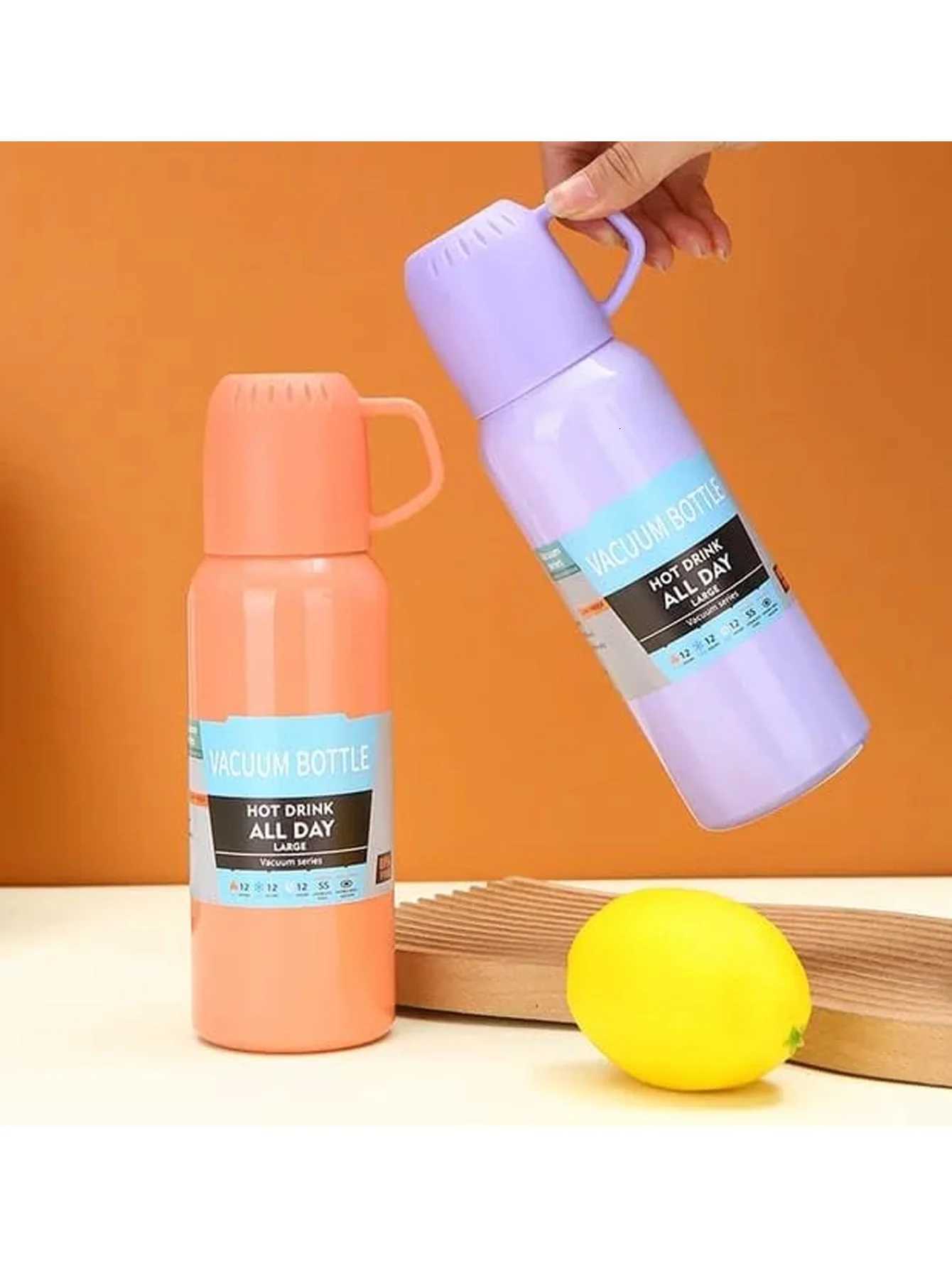 Fashionable cup Stainless steel vacuum insated bottle set with 2-cup cbination for storing cold and hot gift sets of liquid tea and coffee Y251110