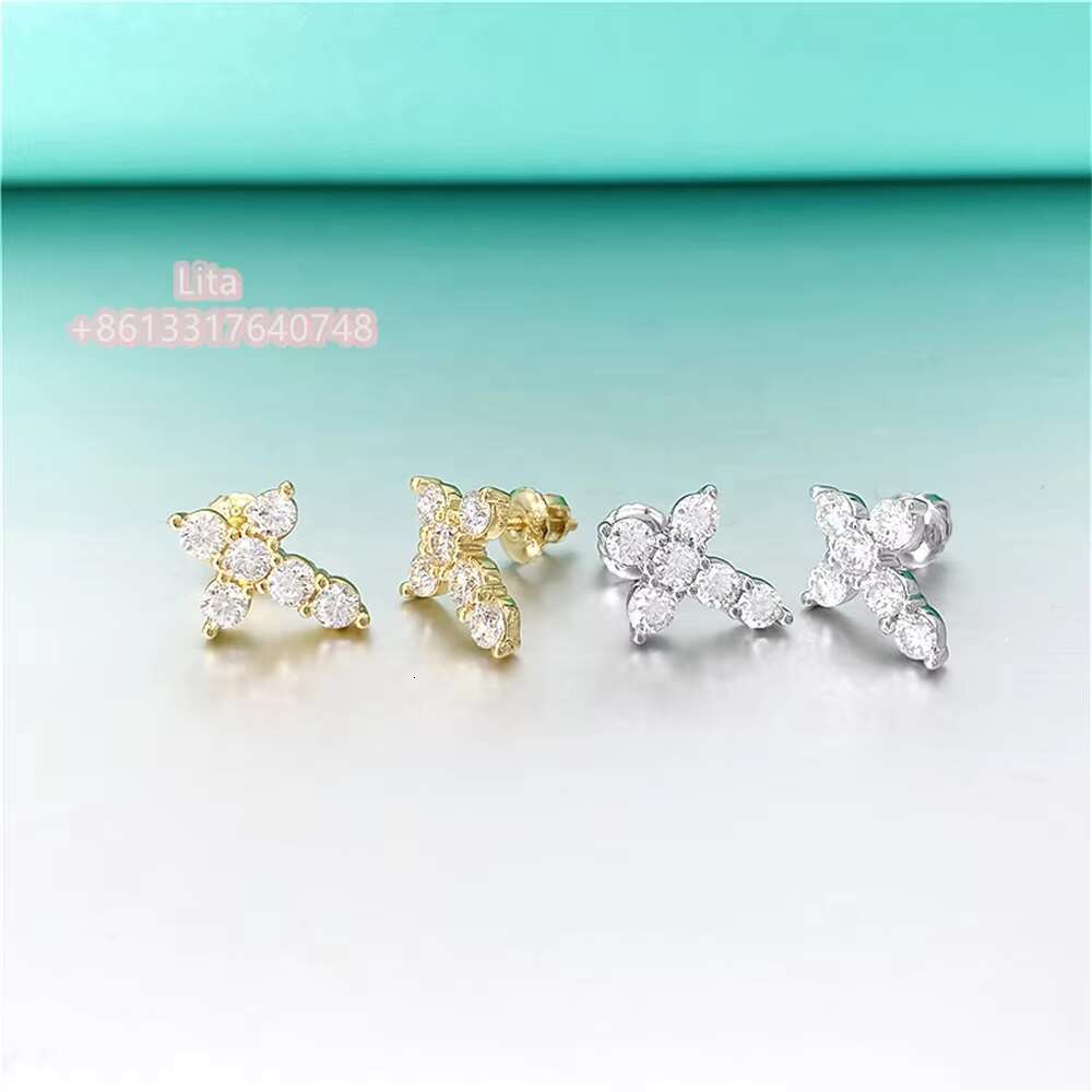 2021 New Trendy Stock Pass Diamond Tester Mens Moissanite Sterling Silver Cross Earrings