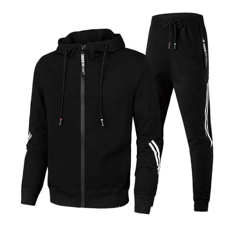 Mens Tracksuit Solid Color Casual Sweatshirt Sweatpants Sports Jogging Mens Clothing Zip Hooded Jacket Single Piece Coat Pants W251110