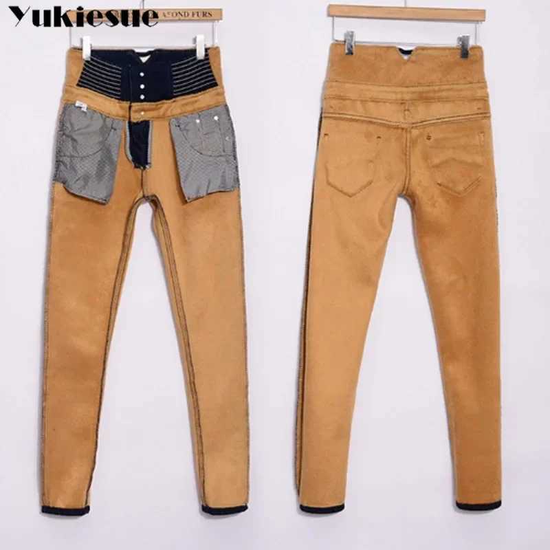 winter warm thick fleece womans jeans with high waist jeans woman mom jeans womens jeans for women jean femme clothe black C251110