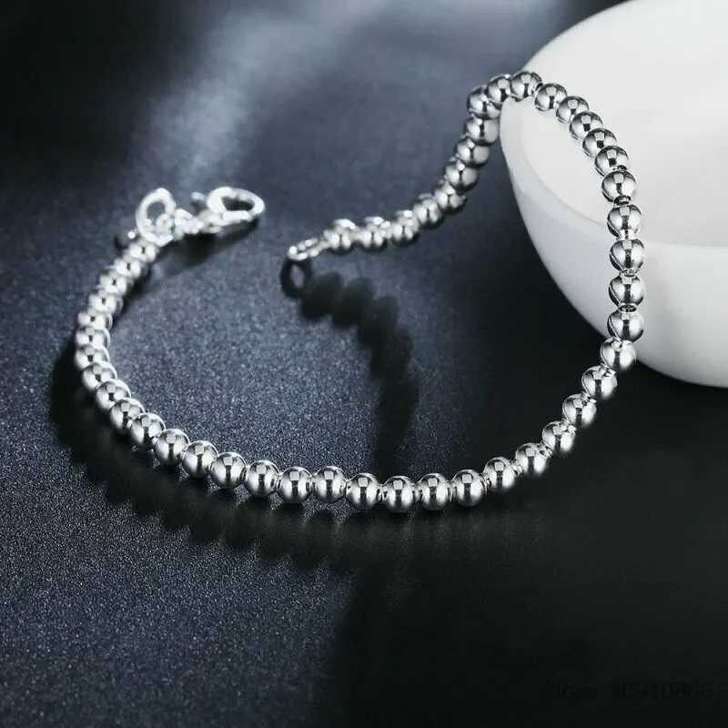 925 Sterling Silver Charm Bracelet for Women 4mm Beads Chain Popular Brands Jewelry Wedding Party Christmas GiftsT251110
