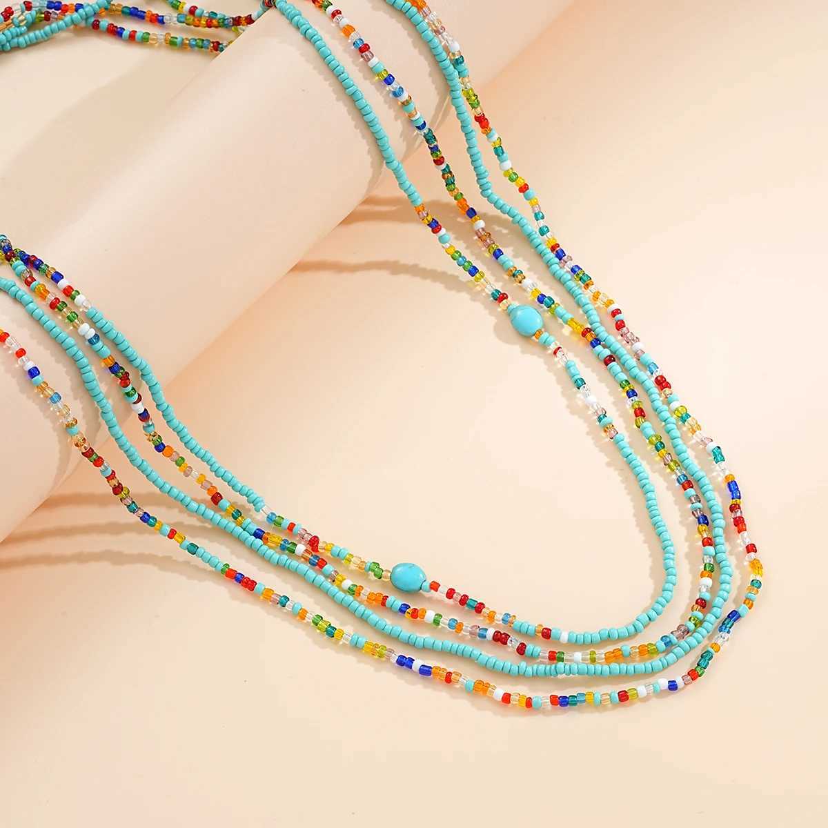 New Wave River Colored Bead Elastic Waist Belly Chain Suitable for Warm Girls 2024 Fashion Summer Beach Belt Bikini Bead Jewelry X250410
