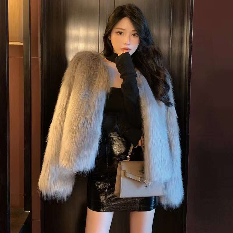 Winter White Autumn Women Short for Style Faux Fox Fur Coat Casual Versatile