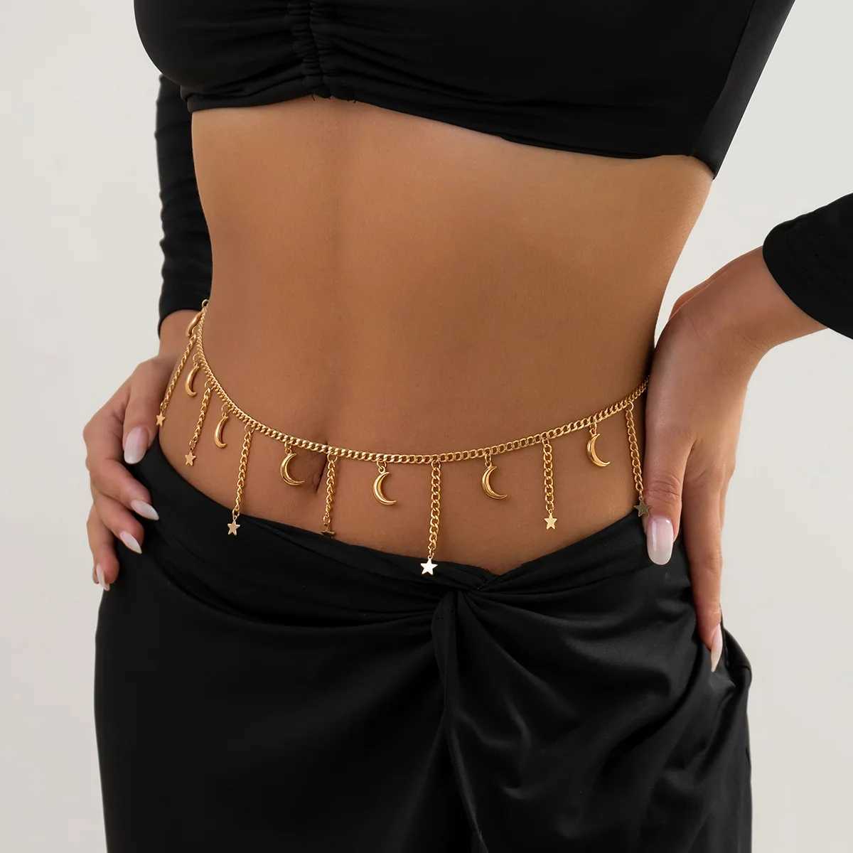 Minimalist double-layer metal flat snake chain belly waist chain warm fashion sexy bikini beach summer body jewelry accessories X250410