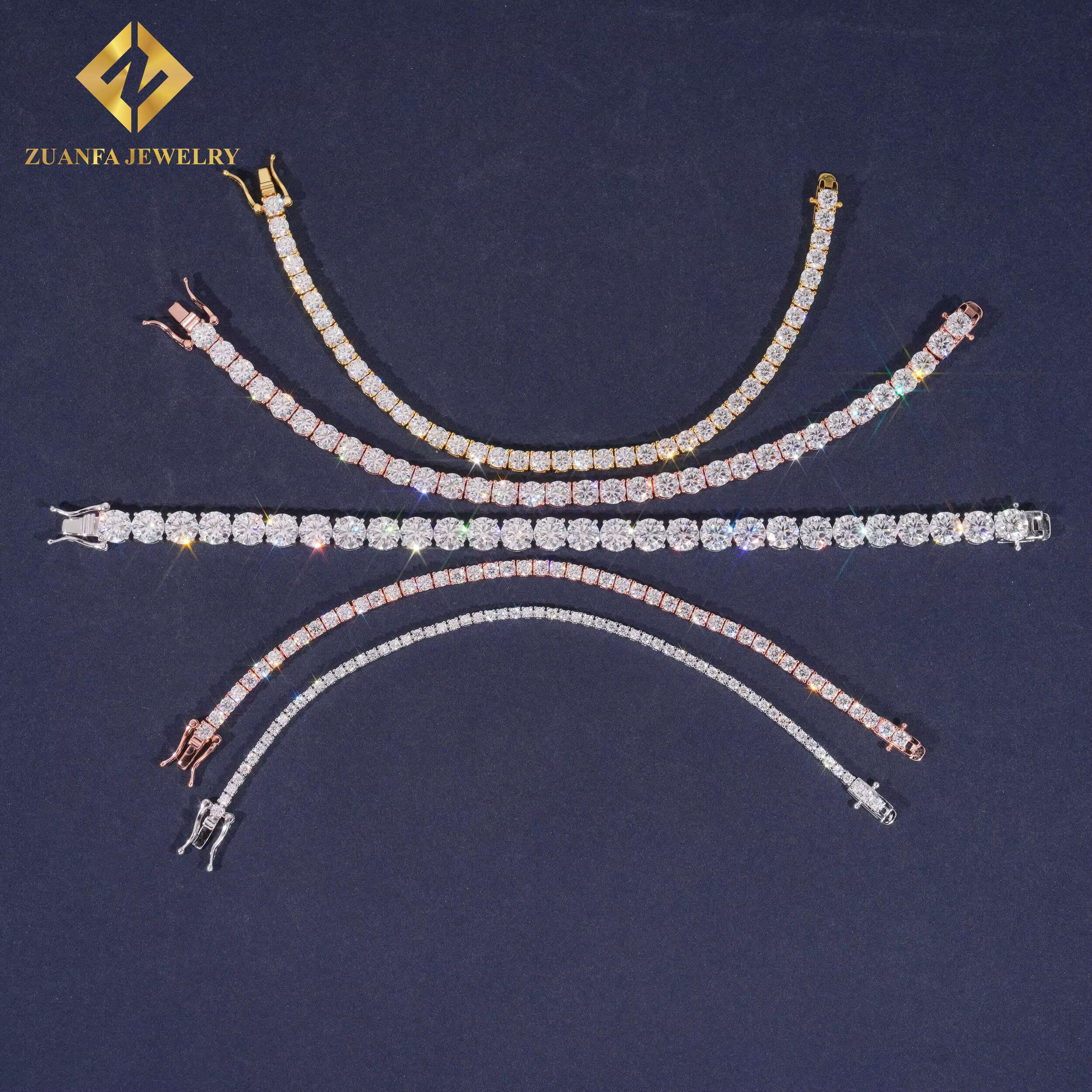 Hot Sale Sterg Sier Gold Plated Moissanite Dia Tennis Chain & Bracelet Large Store