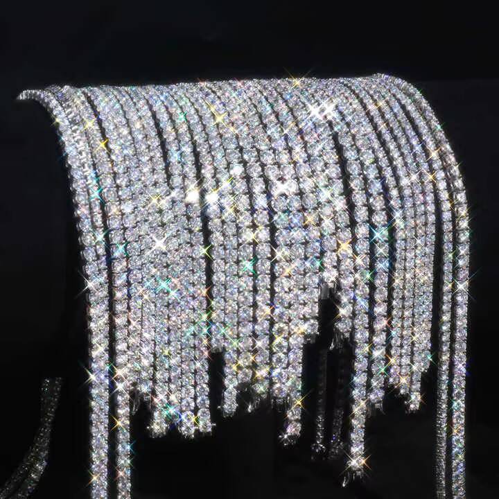 D VVS White Moissanite Hip Hop Chain 925 Sterling Silver 2mm 3mm 4mm 5mm 65mm Iced Out Moissanite Tennis Chain Necklace for Men