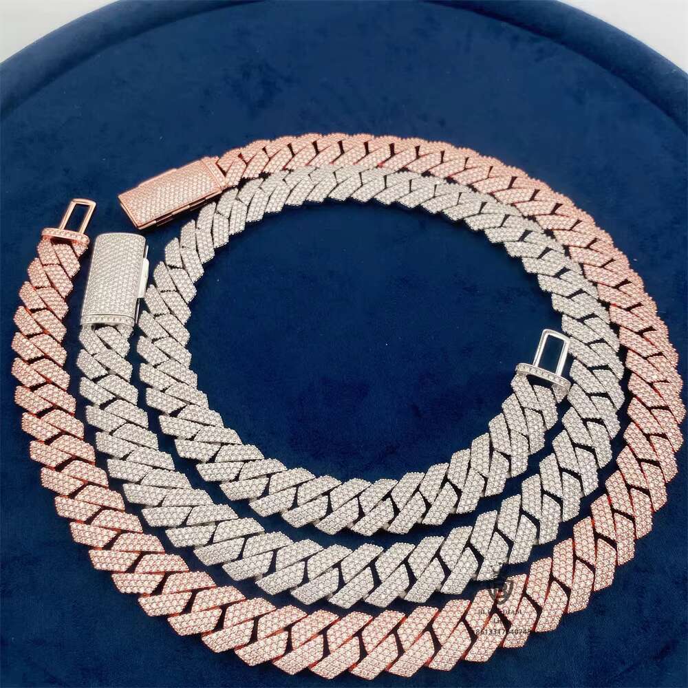 Luxury 15mm Cuban Link Chain S925 Fine Jewelry VVS Moissanite Diamond Necklace with Hip Hop Style From Miami