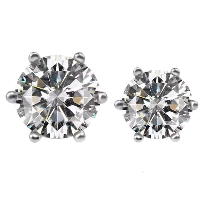 Fashion Style Classic 925 Sterling Silver With D Color Round Moissanite Diamond Jewelry Charm Earrings