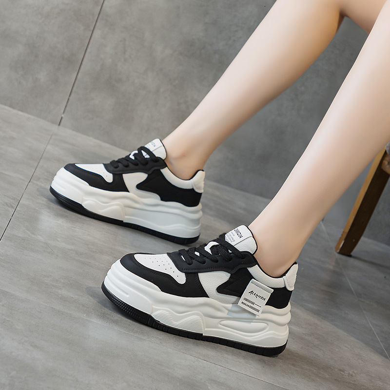 2025 new height increasing sports lace up designer fashionable white shoes for women with thick soles