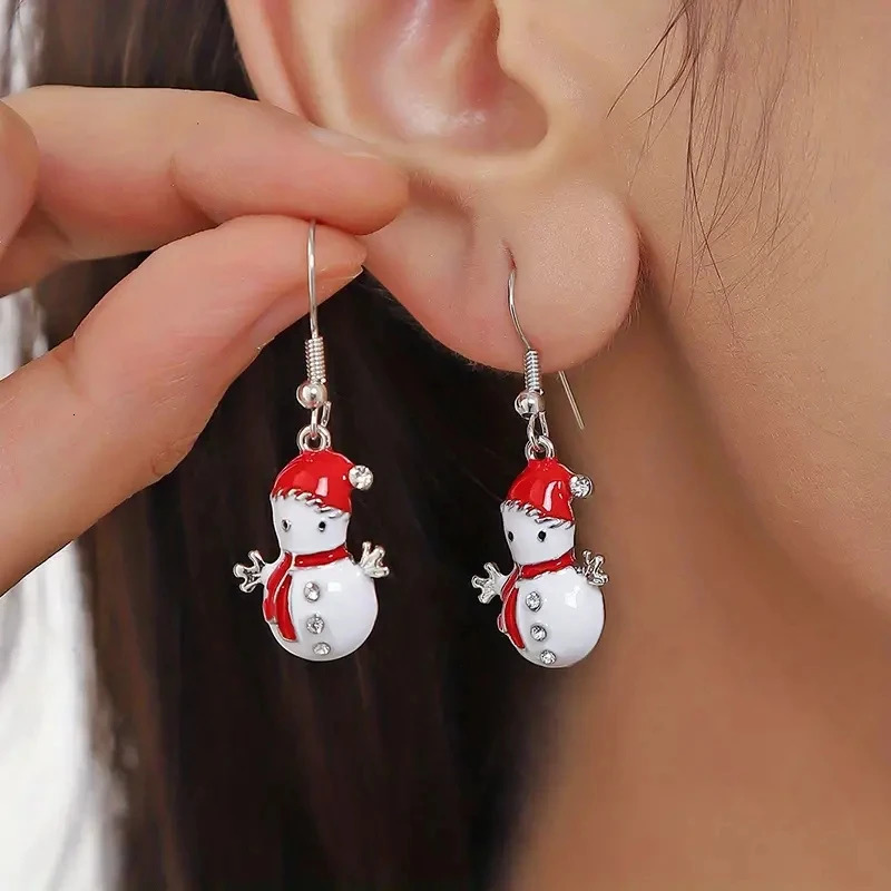 Merry Christmas Fashion Snowflake Boots Long Tassel Dangle Earrings For Women Shiny Zircon Snowman Xmas Tree Earring Jewelry 251031