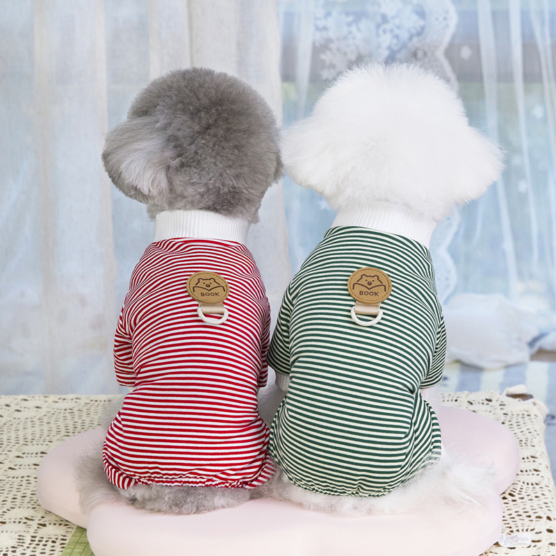 Fashion Small Dog Pajamas Stripe Pattern Dog Jumpsuit 4 Legged PJS for Boy Girl Dog Soft Breathable Summer Spring Cat Costume Puppy Clothes XL A63