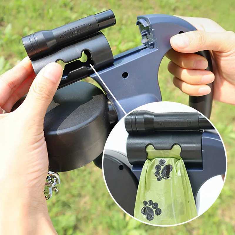 3in1 Double Head Automatic retractable Dog leash Flashlight Poop Bag Dispenser Reflective Pet Cat Extendable Puppy Traction Rope J251110