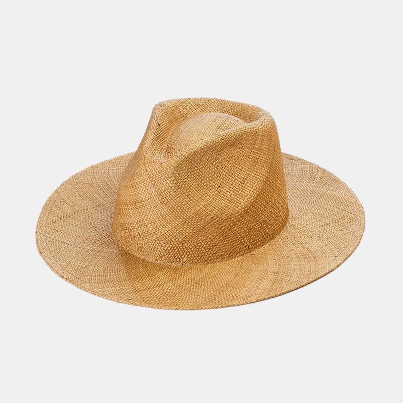 2025 Fashion Dyeing Jazz Treasure Grass Sun Hat American Spring Summer Simple Lightweight Beach Big Eaves Sunscreen Straw Hat 250409