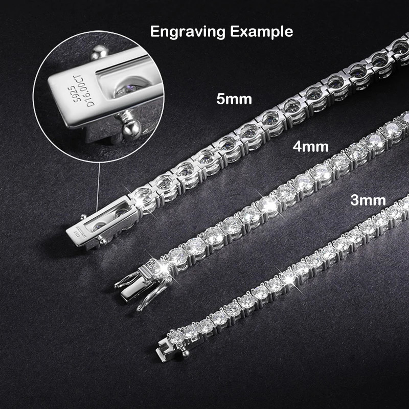 EWYA 925 Sterling Silver Bracelet 0.1ct m D VVS1 Diamond with GRA for Women Sparkling Wedding Party Fine Jewelry 250408
