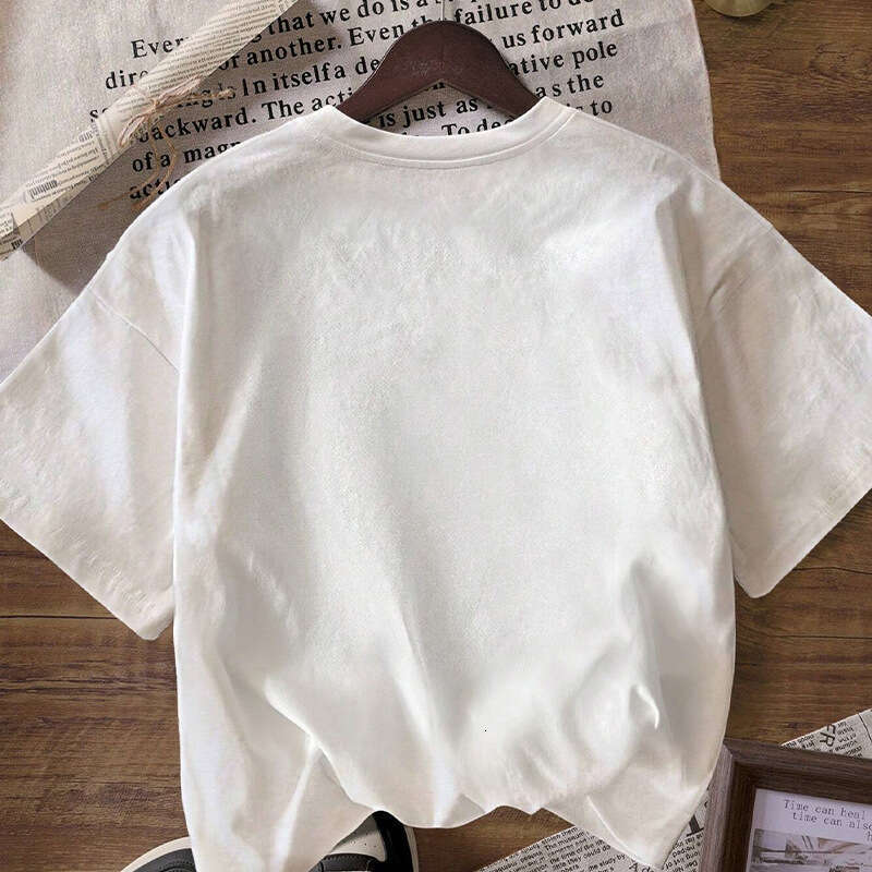 Cross-Border Amazon Summer European and American Casual Solid Color Round Neck T-Shirt Loose Short Sleeve Plain Top Advertising Shirt Women's Clo