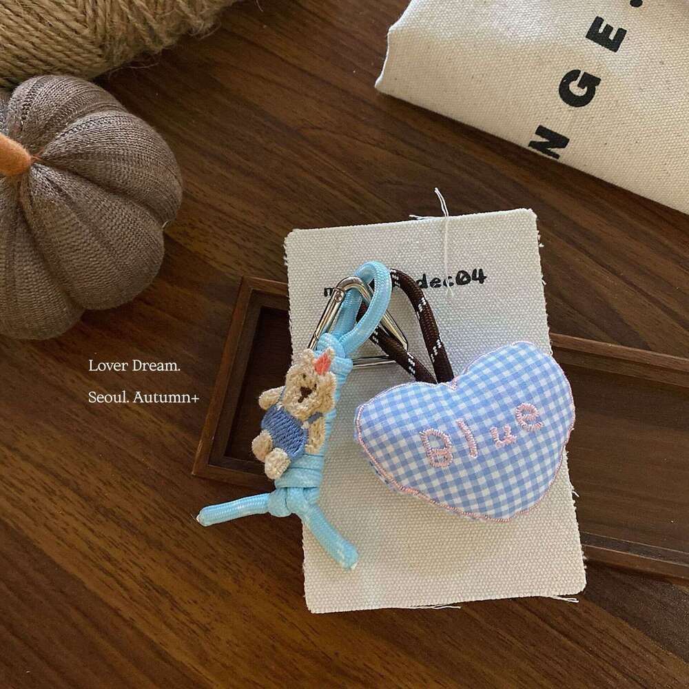 Autumn Winter New Blue Series Cute Keychain Set, Puppy Heart Bag Pendant for Women, In-Stock Hot Sale Fashion Accessory