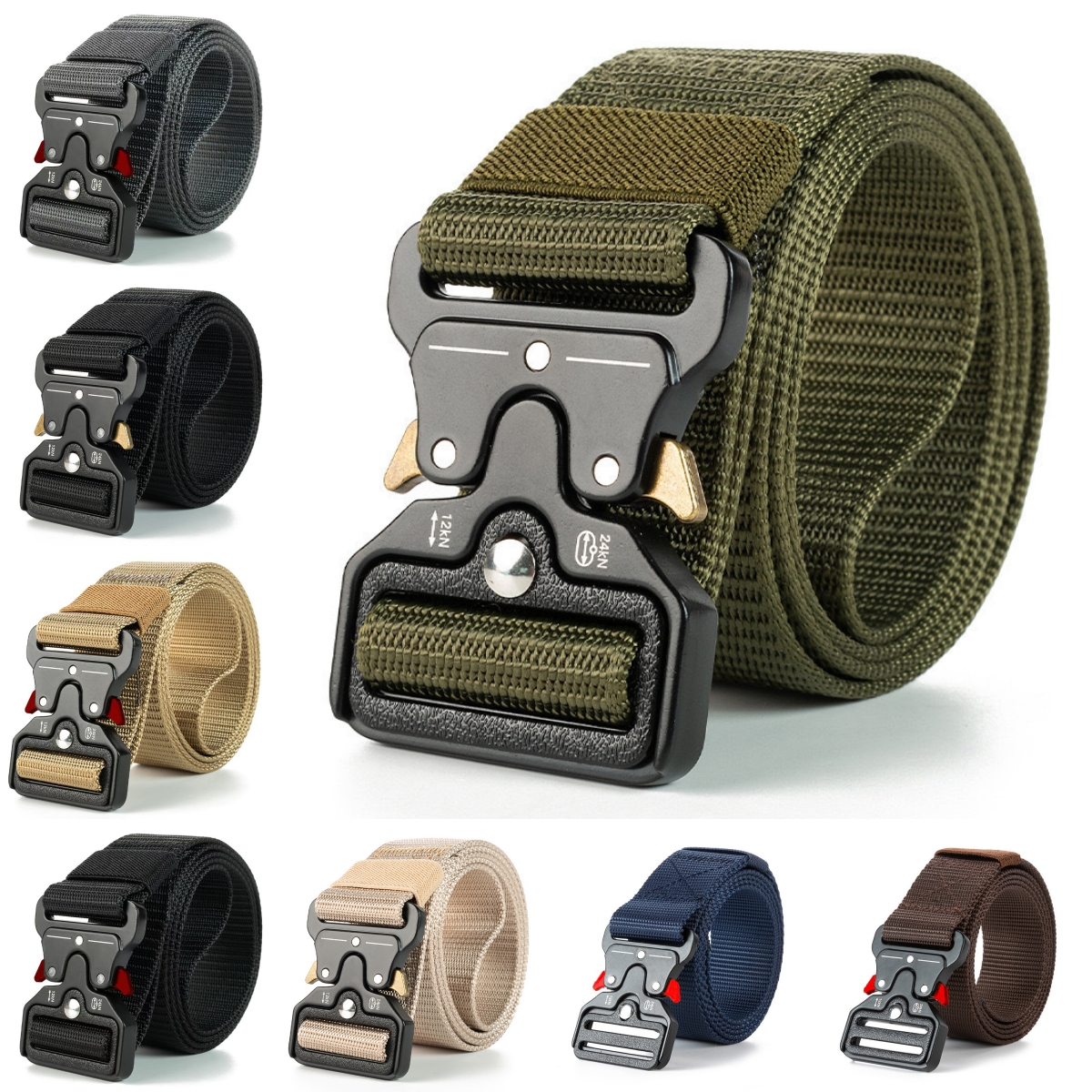 Tactical woven waistband with automatic buckle convenient for outdoor sports quick detachable workwear casual nylon belt wholesale 120cm