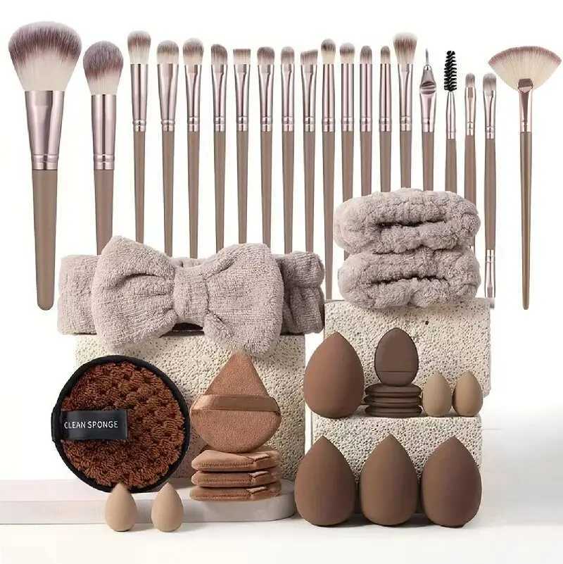 56-Piece Make up Brush Set chocolate- Full Face Cosmetics Kit Eyeshadow Blending Brushes Beauty Sponge make up brushes L251110