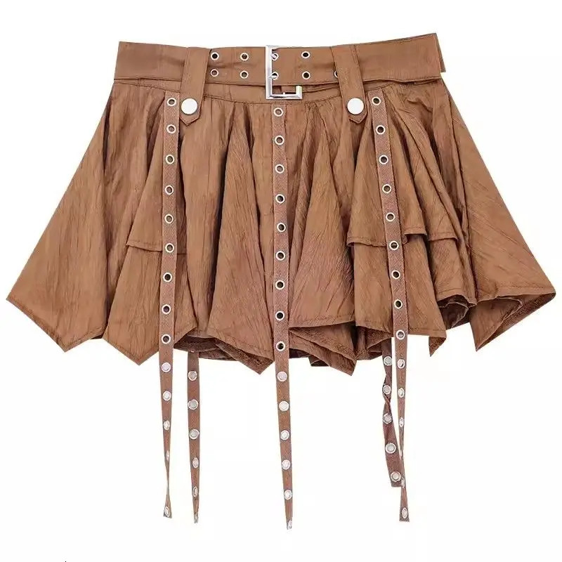spring and summer retro irregular pleated skirt suitable for womens streaming media n original Gothic 250410