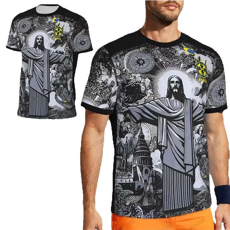 Brazil Jesus Special Edition Football Shirt 2024 Summer Novelty Sports T-shirt Men's and Women's Training Uniform Top