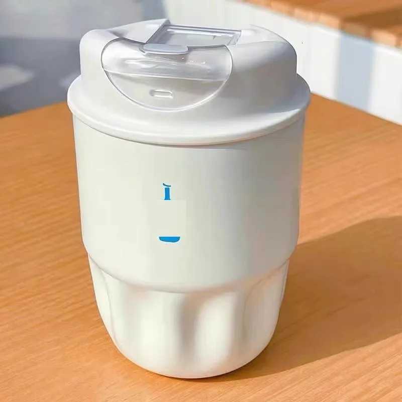 Fashionable cup 450ml Ceramic Liner Thermos Coffee Cup Double Wall Stainless Steel Vacuum Insated Thermos For Coffee Thermal g Gift Y251110