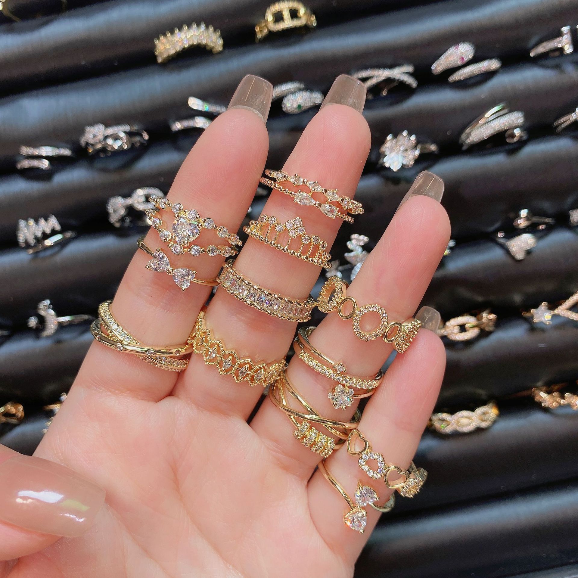 Exaggerated European And American Designer Ring Rings For Women Niche High-end Luxury Zircon Fashion Ring Non-fading Open Copper Rings Butterfly Rings