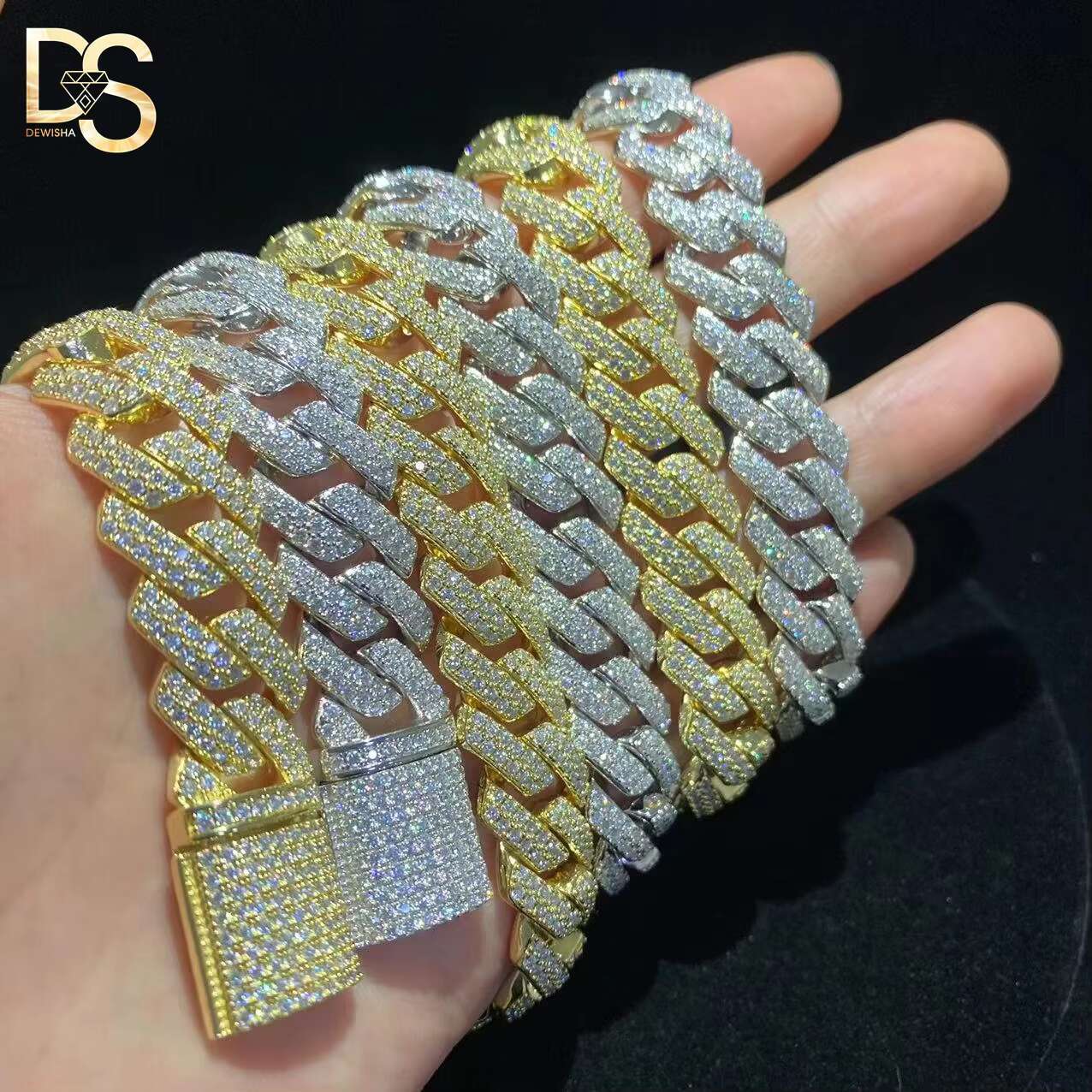 Best Quality 14mm Gold Plated Hip Hop Fashion Jewelry Moissanite Mens Necklace Cuban Link Chain