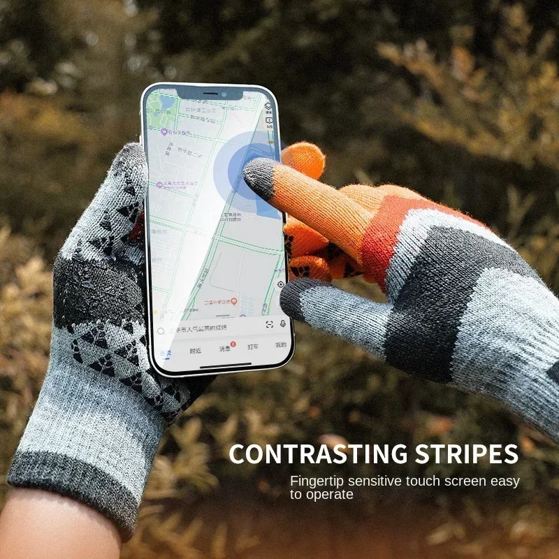 Daily Outdoor Mens Sports Cold Resistant and Anti Slip Touch Screen Gloves Knitted Gloves Warm Velvet Riding 251106