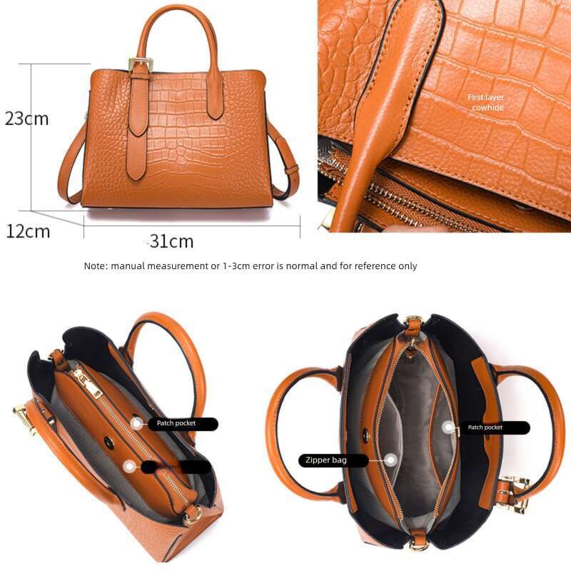 Luxury Bags Designer Niche Genuine Leather Women's Shoulder Bags High-end New Crocodile Pattern Tote Bag Versatile Fashion Cross Body Bag