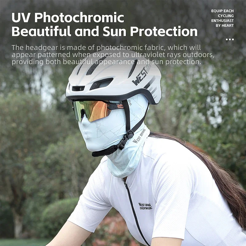 Western style bicycle summer breathable bicycle cap with UV pochromic pattern UPF 50sunscreen silk Balaclava cooling sports equipment 250408