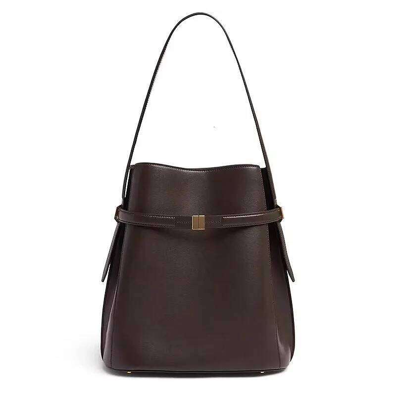 Light Luxury Fashion High-quality Top Layer Cowhide Bucket Shaped Shoulder Personalized High-end Feeling, Diagonal Cross Bag
