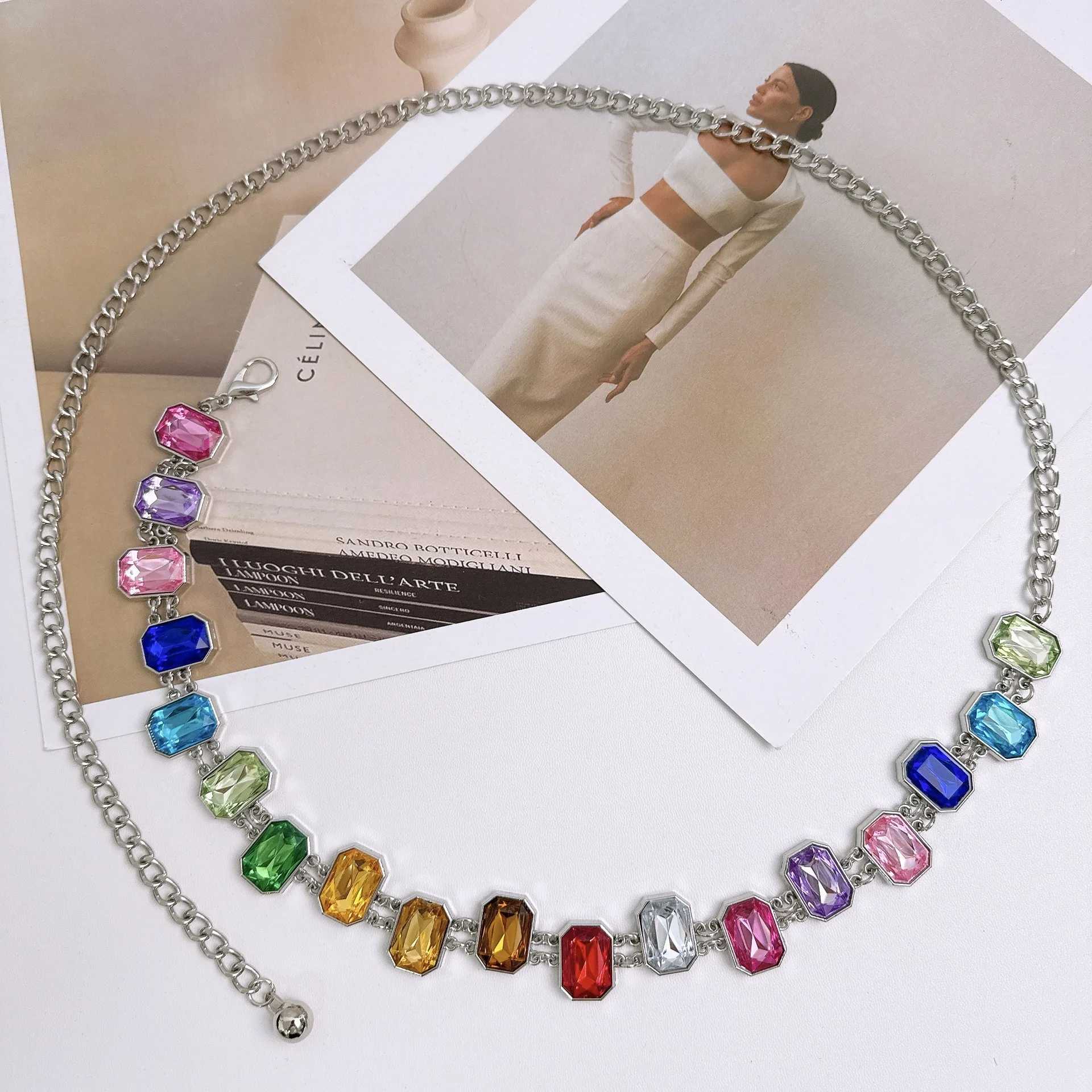 Designers new colorful rhinestone chain strap niche exquisite fashion jewelry waist chain womens unique banquet dress accessories X250410