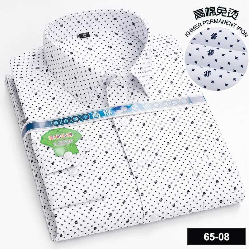 Mens Long Sleeve Casual Shirts Fashion Print Cotton Standard Fit Button Pocket Soft Shirts For Man Office Business Dress New K251110