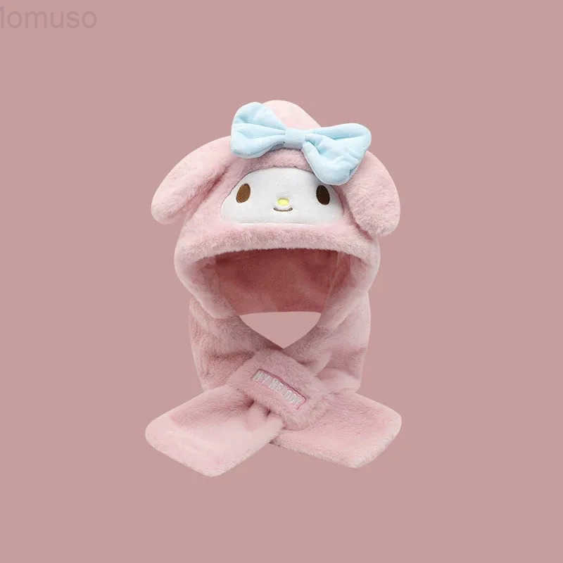 Sanrio Cute Kuromi Anime Childrencinnamorol Winter Windproof Hat Scarf Three Piece Set Cartoon Girl Comfortable Plush Warm Scarf H251110