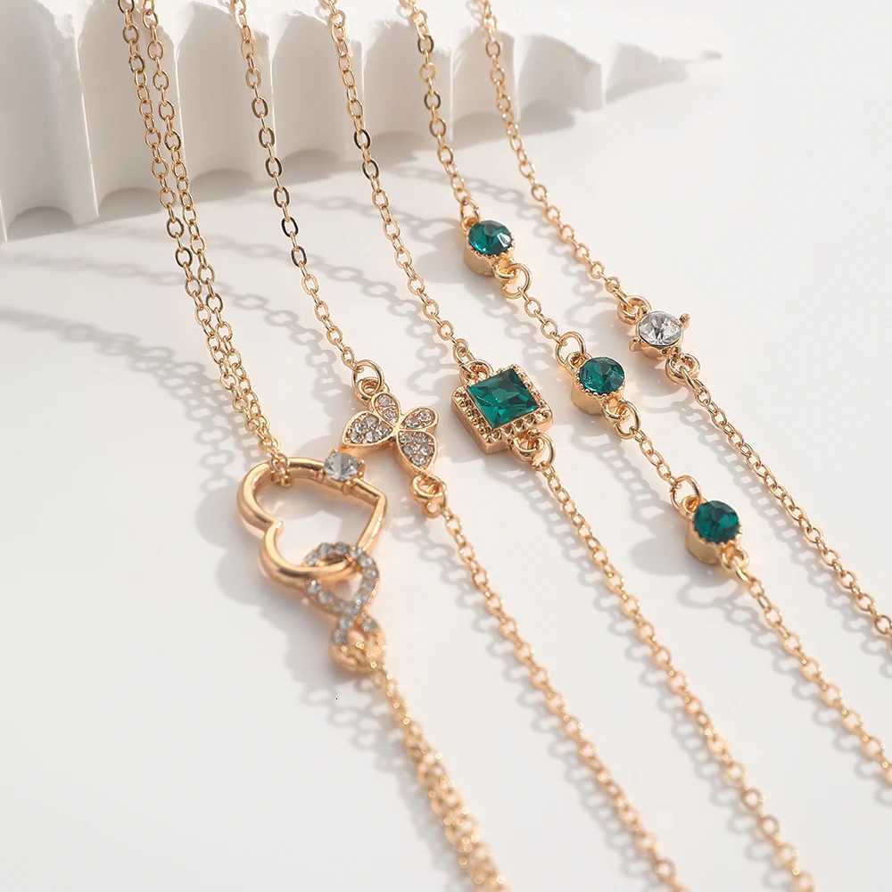 5Pcs/Set Rhinestone Butterfly Heart Love Infinite Decor Imitation Gem Metal Hollow Bracelet For Women For Daily DecorationT251110