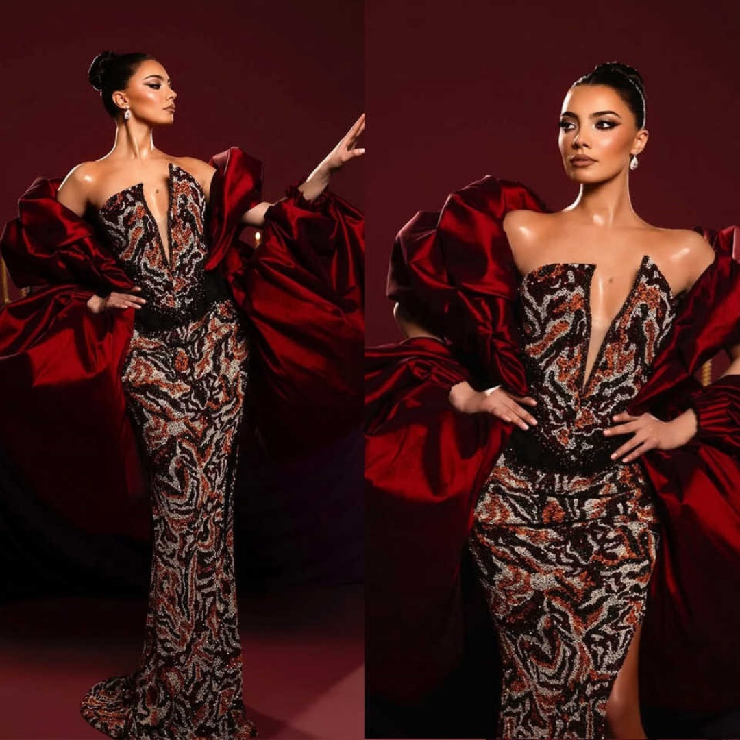 Shine Mermaid Prom Gown Crystal V-Neck Evening Dress Satin Shawl Party Prom Dress Sexy Bridal Gowns vestido de novia Customized Robes De Mariee L25102