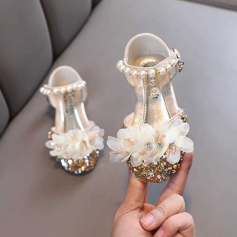 Fashionable CHIldrens Sandals 2024 Spring/Summer Sparkling Flower Sweet Girl Princess Shoes Performance CHIldrens Sandals J191 Z250410